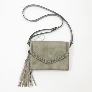 Jen & Co. Gray Vegan Leather Cross Body Shoulder Bag Sloane 9.5x7x2 inches